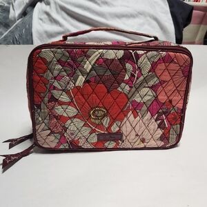 Vera Bradley Red and Pink Cosmetic Bag with Geometric Pattern